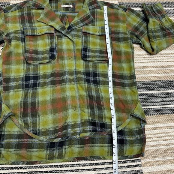 Free People We The Free Izzie Cargo Shirt Plaid Oversized Green Multi Size XS - Picture 11 of 11